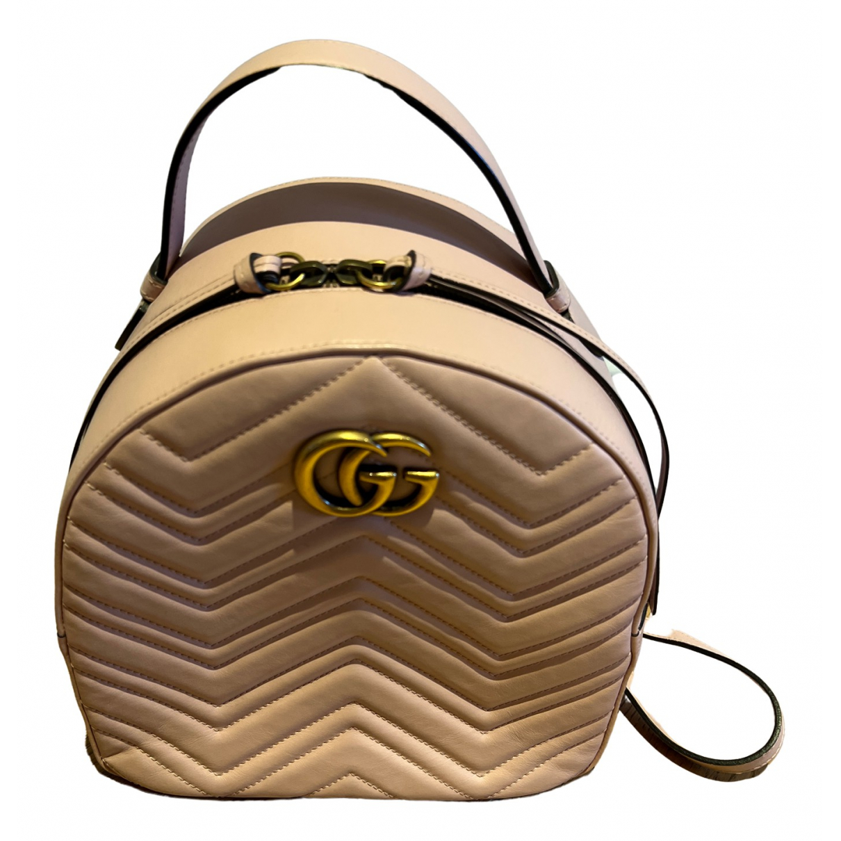 Leather backpack Gucci Pink in Leather 